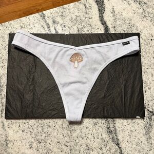 New Victoria’s Secret PINK Baby Blue Mushroom ribbed Cotton Thong Panties VS XL